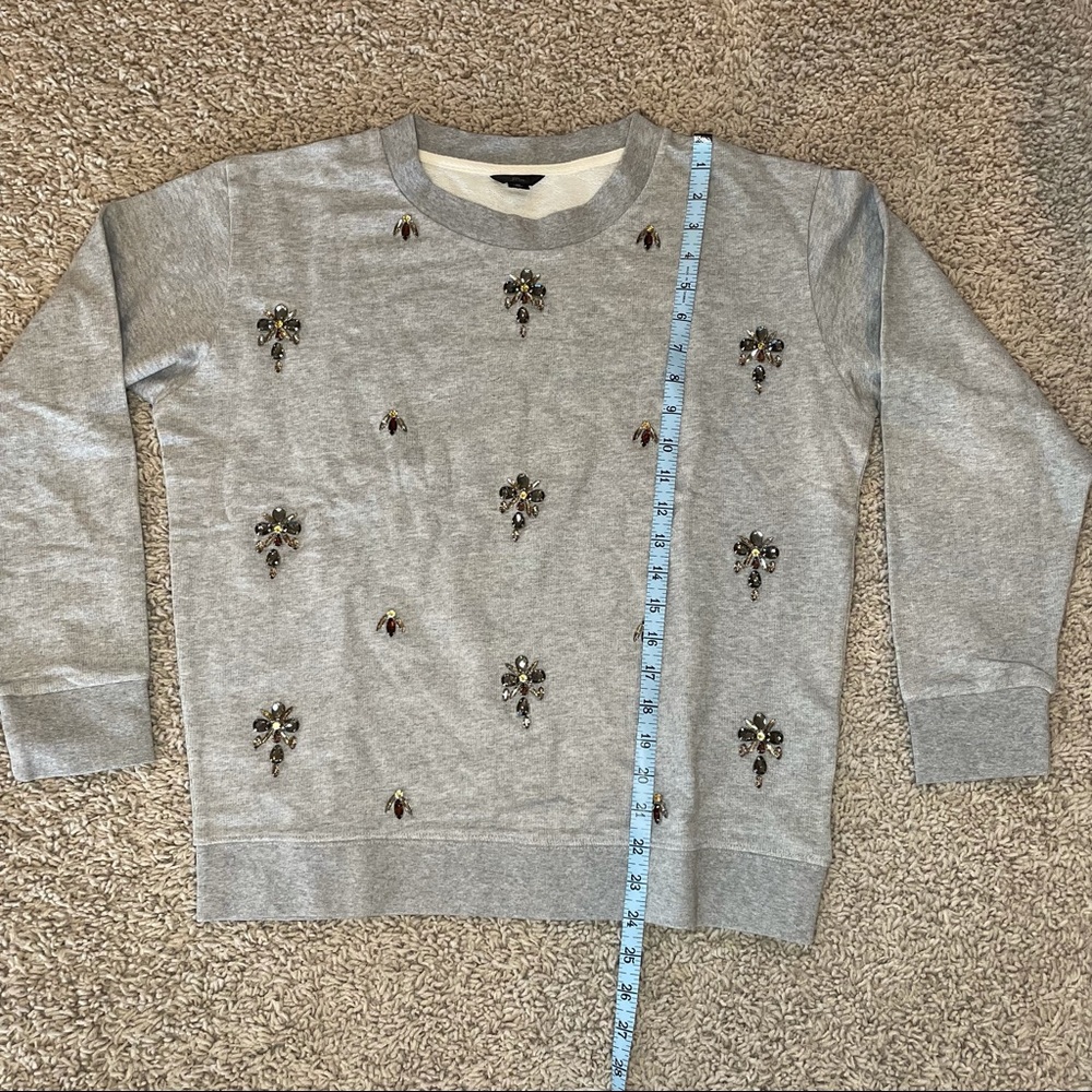 J Crew Embellished Chandelier Sweatshirt Gray Size Medium - Picture 7 of 10